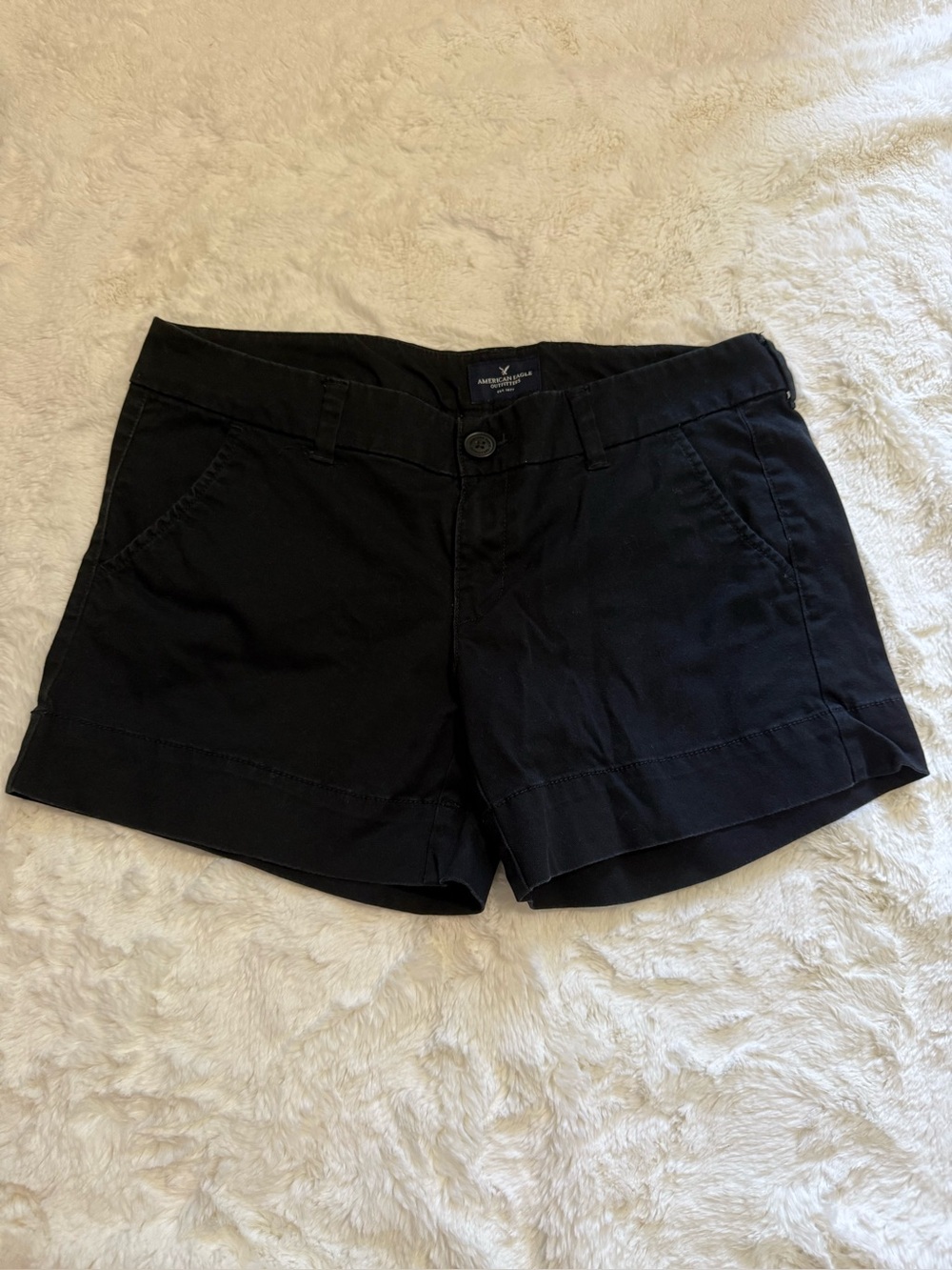 American Eagle Women's Black Midi Stretch Shorts
